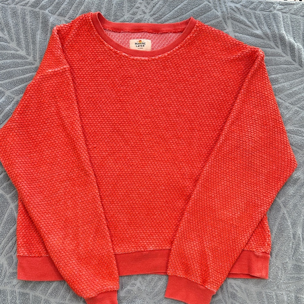 Marine Layer Birdseye Orange/Red Textured Sweater